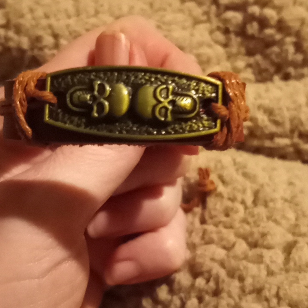 Genuine Leather Skull Bracelet